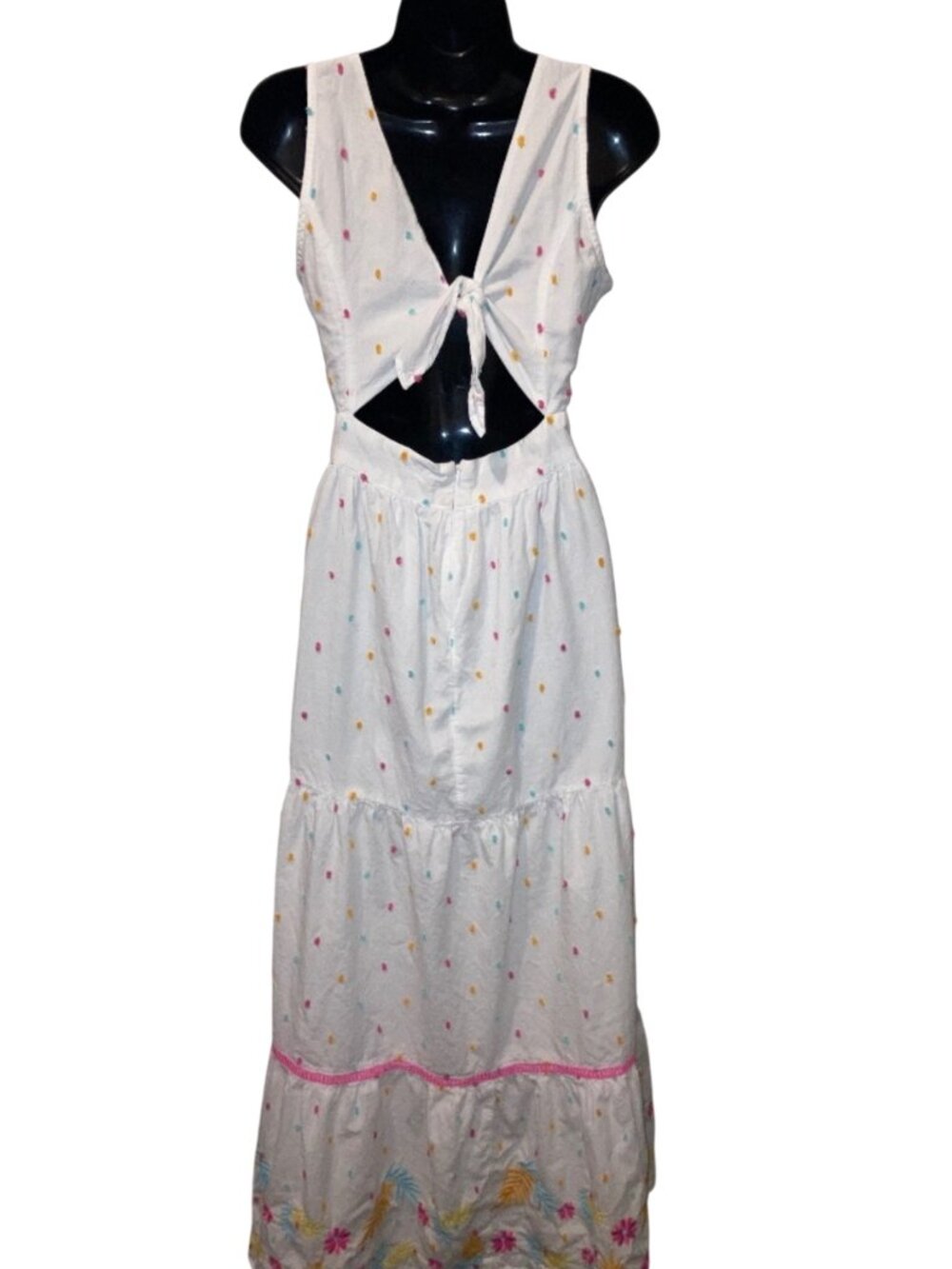 Crown & ivy White Sleeveless Maxi Dress with Colorful Embroidery - Size: 10 - Picture 2 of 13